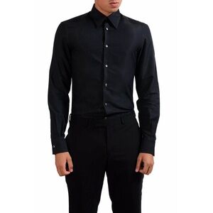 Versace Collection Men’s Trend Fit Button Up in Black (Size 15.5)